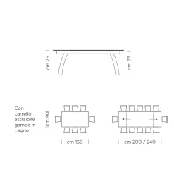 Tavolo da Pranzo Allungabile Fino a 280 cm in Vetro Made in Italy - Antimo