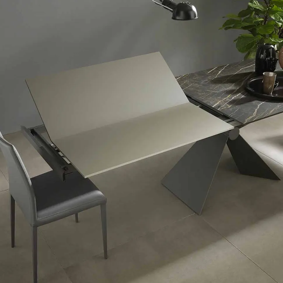 Tavolo da Pranzo Allungabile 298 cm in Metallo e Piano in Ceramica - Anaconda