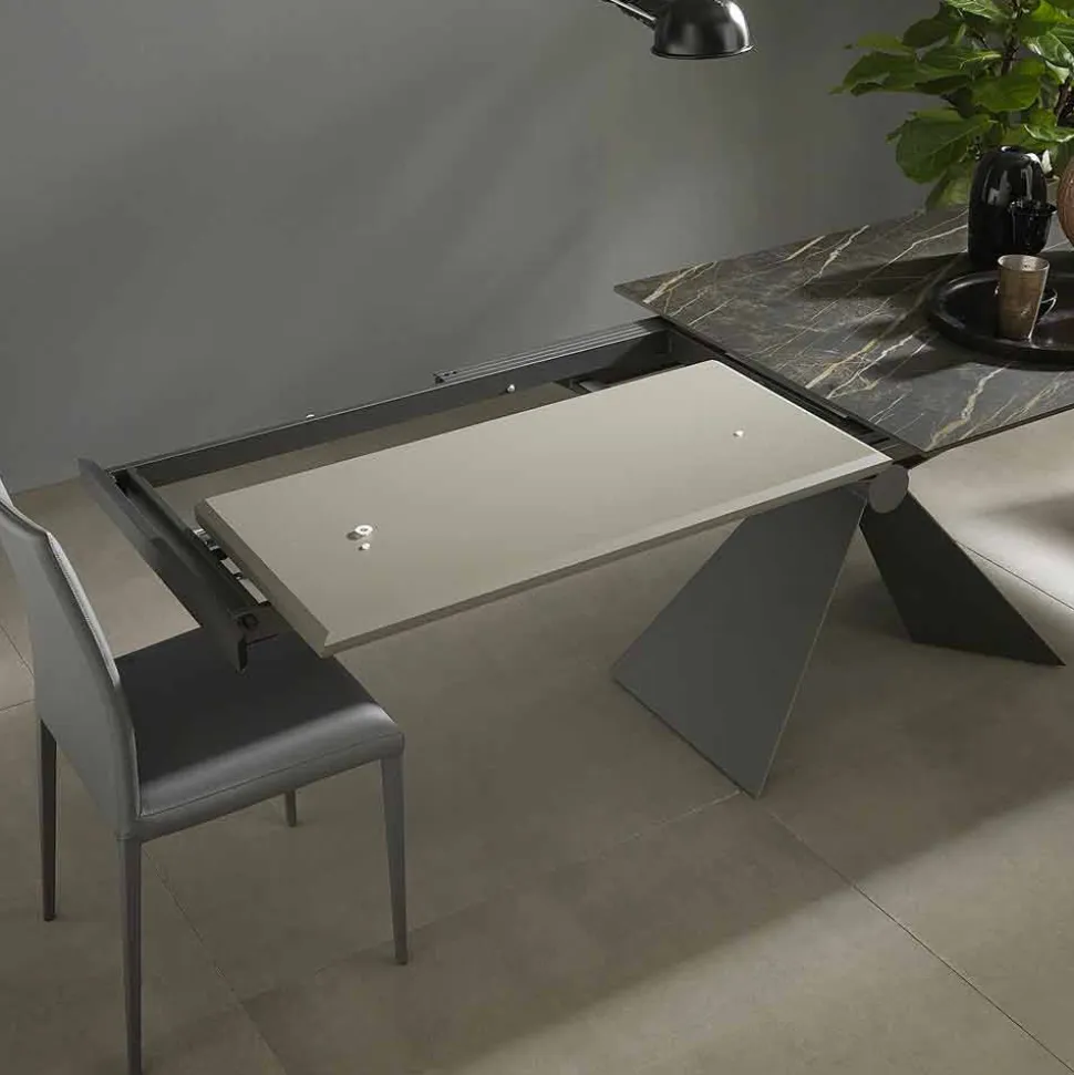 Tavolo da Pranzo Allungabile 298 cm in Metallo e Piano in Ceramica - Anaconda