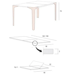 Tavolo da Pranzo Allungabile Fino a 222 cm in Fenix Made in Italy - Vulcano