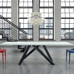 Tavolo da Pranzo Allungabile fino a 278 cm in Vetro Made in Italy – Settimmio