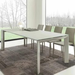 Tavolo da Pranzo Allungabile,Piano in Vetro Temperato - Faleria