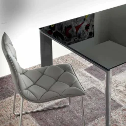 Tavolo da Pranzo Allungabile,Piano in Vetro Temperato - Faleria