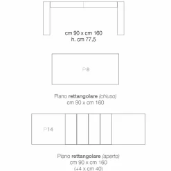 Tavolo da pranzo allungabile in legno melaminico fatto in Italia, Oky