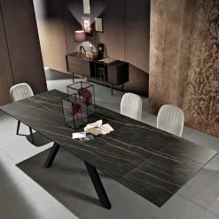 Tavolo da pranzo allungabile in vetroceramica fatto in Italia, Wilmer