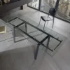 Tavolo da pranzo allungabile moderno in vetro, L140/200x P80 cm, Nardo