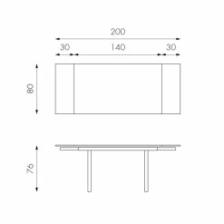 Tavolo da pranzo allungabile moderno in vetro, L140/200x P80 cm, Nardo