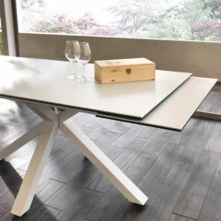 Tavolo da pranzo allungabile in vetro ceramica, l.160/240xp.90 cm, Bacco