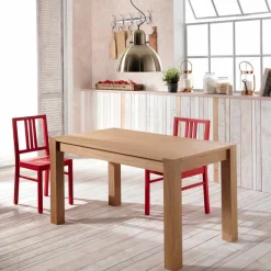Tavolo da pranzo allungabile in legno di rovere Fedro, made in Italy