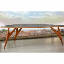 Tavolo da Pranzo, Artigianale, in Hpl e Mogano Massello Made in Italy - Quercia
