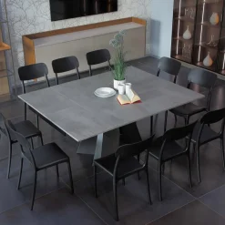Tavolo da Pranzo che si Allunga e si Allarga in Nobilitato e Metallo - Devendra