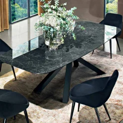 Tavolo da Pranzo con Piano in Ceramica Made in Italy Pregiato - Settimmio