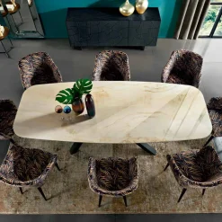 Tavolo da Pranzo con Piano in Ceramica Made in Italy Pregiato - Settimmio