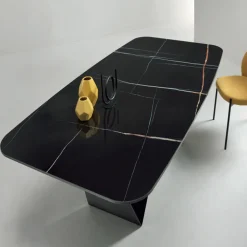 Tavolo da Pranzo con Piano in Ceramica Effetto Marmo Made in Italy - Mirco