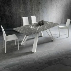 Tavolo da Pranzo con Piano in Hpl e Base in Metallo Made in Italy - Aresto