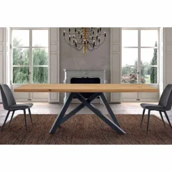 Tavolo da Pranzo con Piano in Legno Impiallacciato Made in Italy - Settimmio