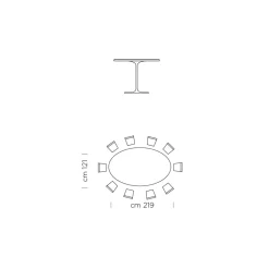 Tavolo da Pranzo con Piano Ovale in Laminato HPL Made in Italy - Dollars