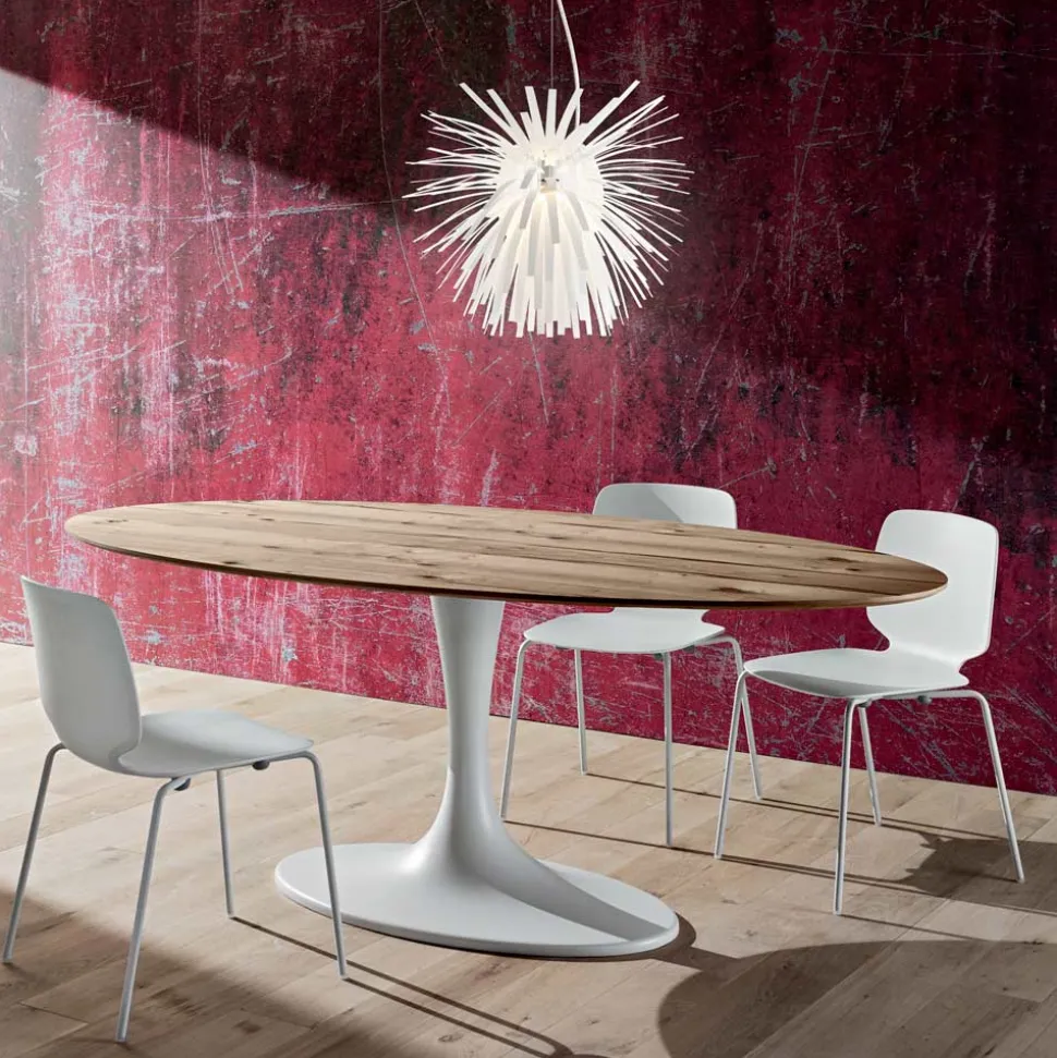Tavolo da Pranzo con Piano Ovale in Multistrato Made in Italy - Brontolo