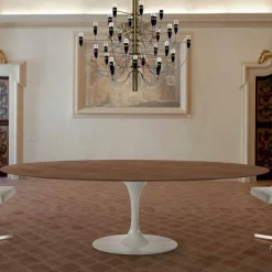 Tavolo da Pranzo con Piano Ovale Impiallacciato Made in Italy Pregiato - Dollars