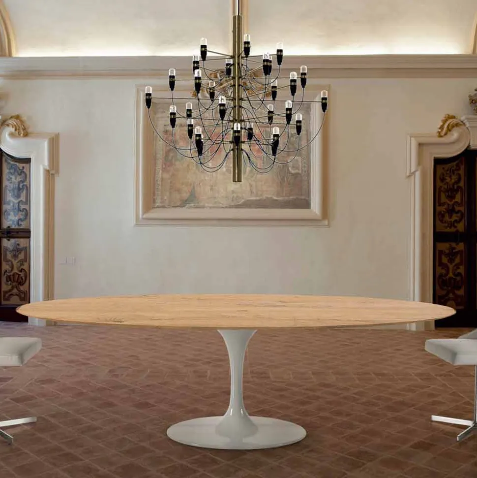 Tavolo da Pranzo con Piano Ovale Impiallacciato Made in Italy Pregiato - Dollars