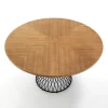Tavolo da Pranzo con Piano Rotondo in Mdf Impiallacciato Rovere - Emmanuel