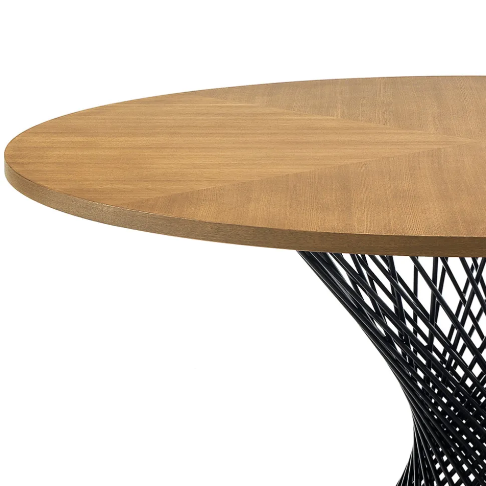 Tavolo da Pranzo con Piano Rotondo in Mdf Impiallacciato Rovere - Emmanuel