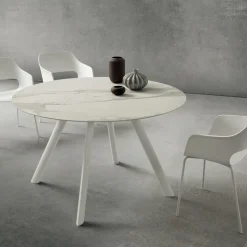 Tavolo da Pranzo con Piano Rotondo in Laminam Realizzato in Italia - Lingotto