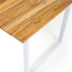 Tavolo da Pranzo da Esterno con Piano in Teak Naturale Spazzolato - Mistral