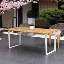 Tavolo da Pranzo da Esterno con Piano in Teak Naturale Spazzolato - Mistral