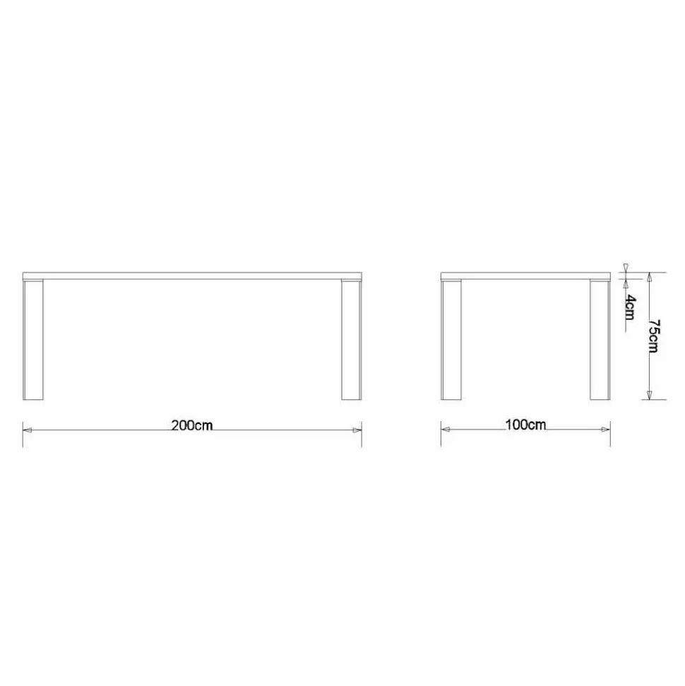 Tavolo da pranzo design in noce naturale design, L200xP100cm, Yvonne