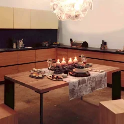 Tavolo da pranzo design in noce naturale design, L200xP100cm, Yvonne