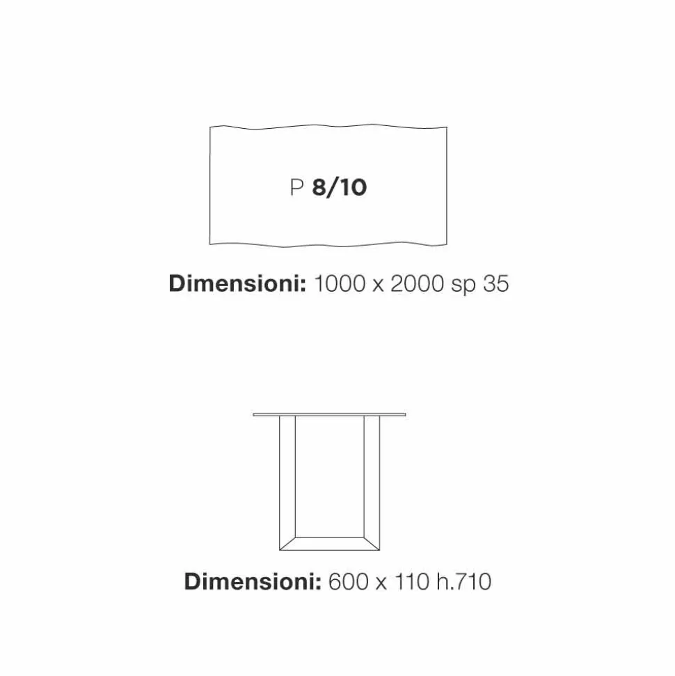 Tavolo da pranzo design moderno 100x200 cm in legno e metallo Flora