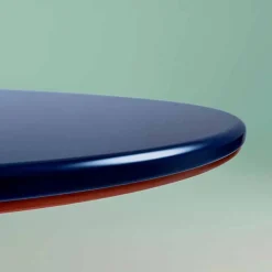 Tavolo da Pranzo Design Moderno Ovale in MDF Blu e Rame Made in Italy - Oku