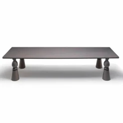 Tavolo da pranzo di design in legno rovere grigio, made in Italy,Teseo