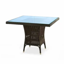 Tavolo da pranzo di design in polietilene intrecciato a mano Chad