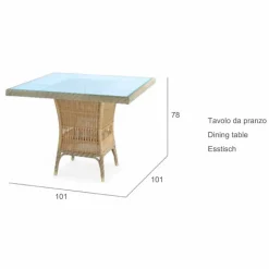 Tavolo da pranzo di design in polietilene intrecciato a mano Chad