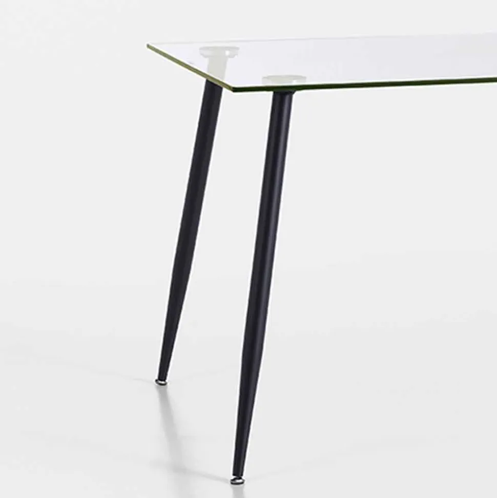 Tavolo da Pranzo di Design Moderno in Vetro Temperato e Metallo Nero – Foulard