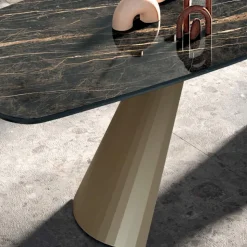 Tavolo da Pranzo Fisso con Piano a Botte in Ceramica Made in Italy - Occhiali