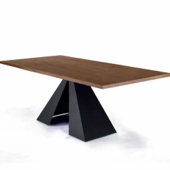 Tavolo da Pranzo Impiallacciato con Base in Acciaio Made in Italy - Dalmata