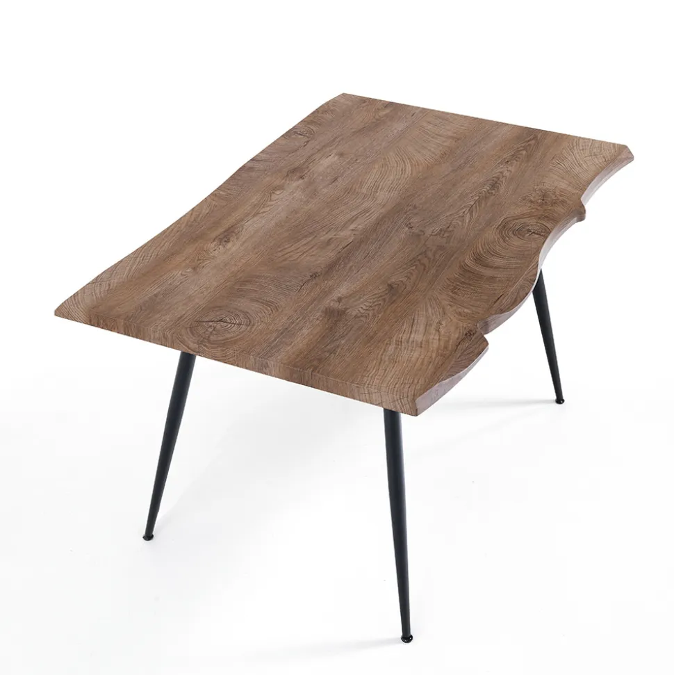 Tavolo da Pranzo in Acciaio con Piano in Mdf Finitura Quercia - Gherardo