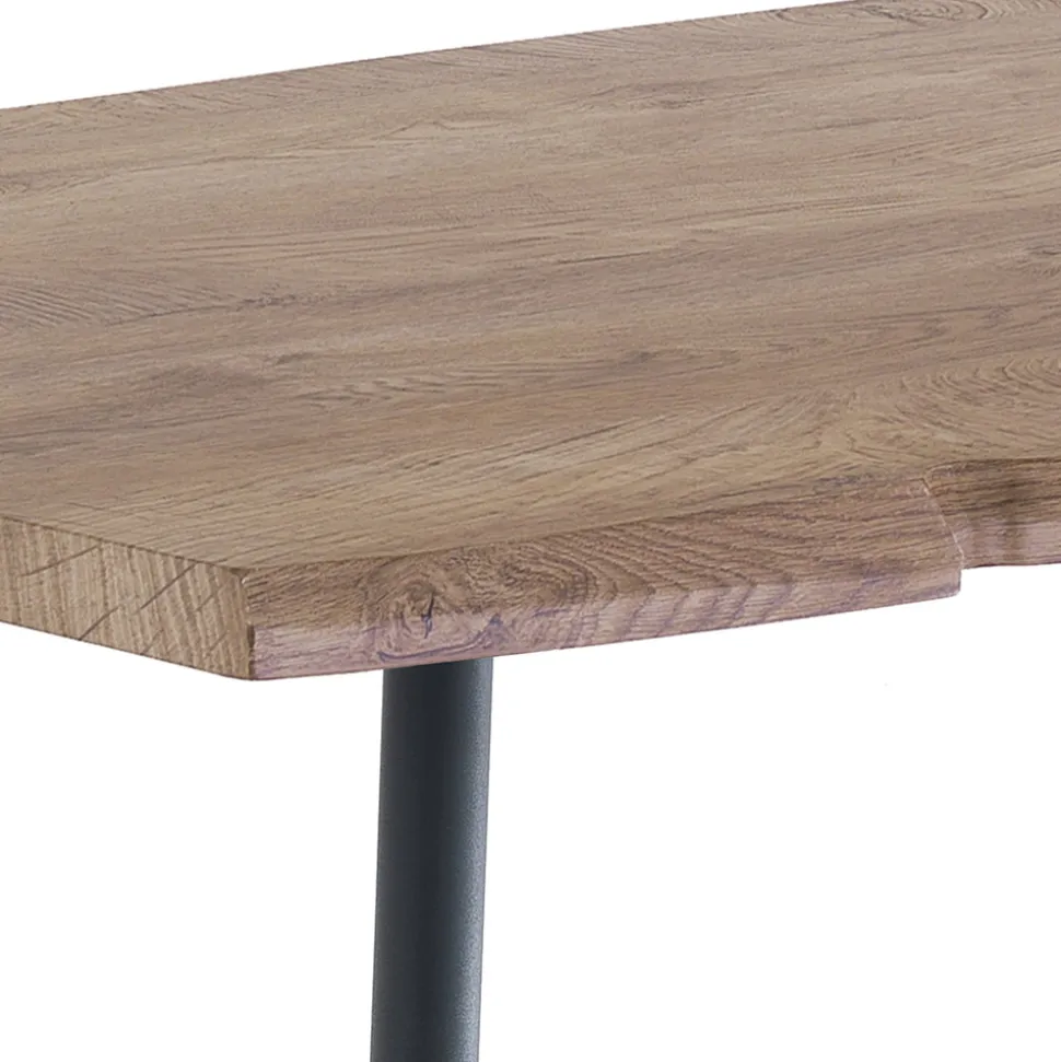 Tavolo da Pranzo in Acciaio con Piano in Mdf Finitura Quercia - Gherardo