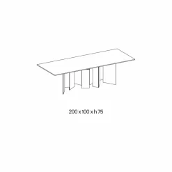 Tavolo da Pranzo in Ceramica e Base in Vetro Extrachiaro Made in Italy – Random