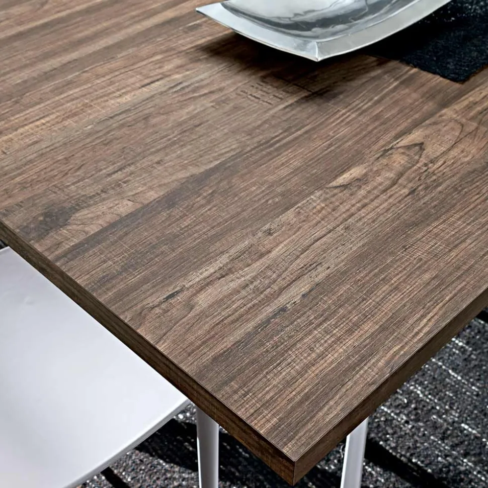 Tavolo da Pranzo in Hpl con Base in Metallo Made in Italy, Pregiato - Carlino