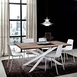 Tavolo da Pranzo in Hpl con Base in Metallo Made in Italy, Pregiato - Carlino