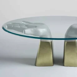 Tavolo da pranzo in legno con piano in vetro, made in Italy, Bartolo