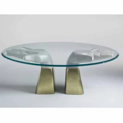 Tavolo da pranzo in legno con piano in vetro, made in Italy, Bartolo