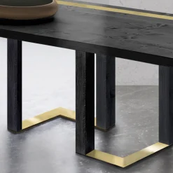 Tavolo da Pranzo in Legno di Rovere Nodato e Elementi Metallici Made in Italy - Giusy
