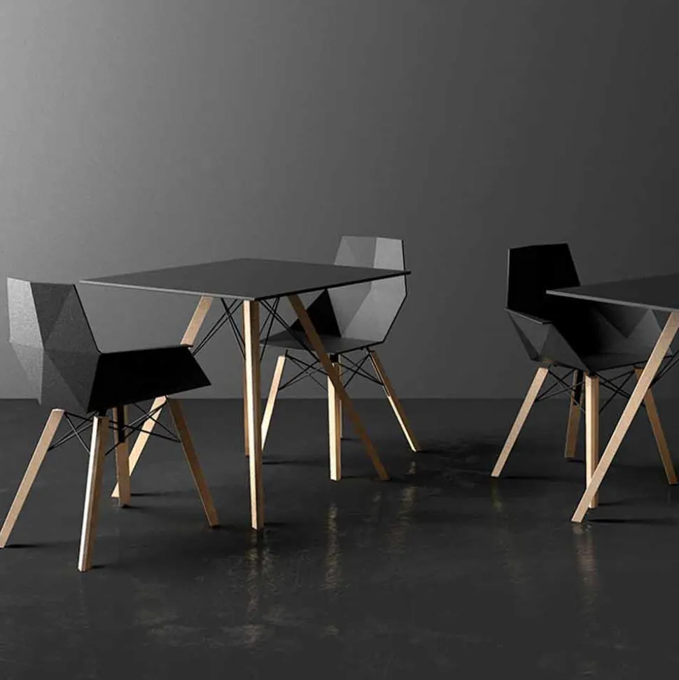 Tavolo da Pranzo in Legno e Hpl Design Quadrato, 4 Pezzi - Faz Wood by Vondom
