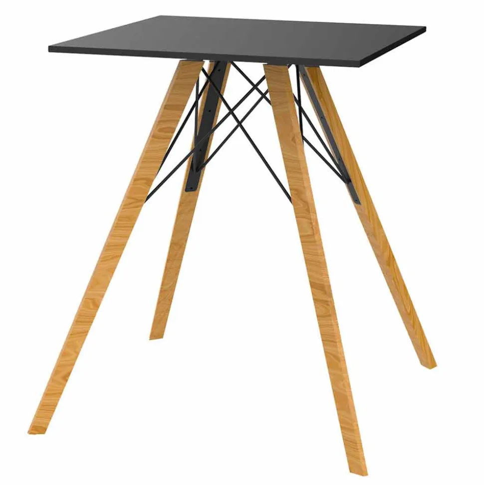 Tavolo da Pranzo in Legno e Hpl Design Quadrato, 4 Pezzi - Faz Wood by Vondom