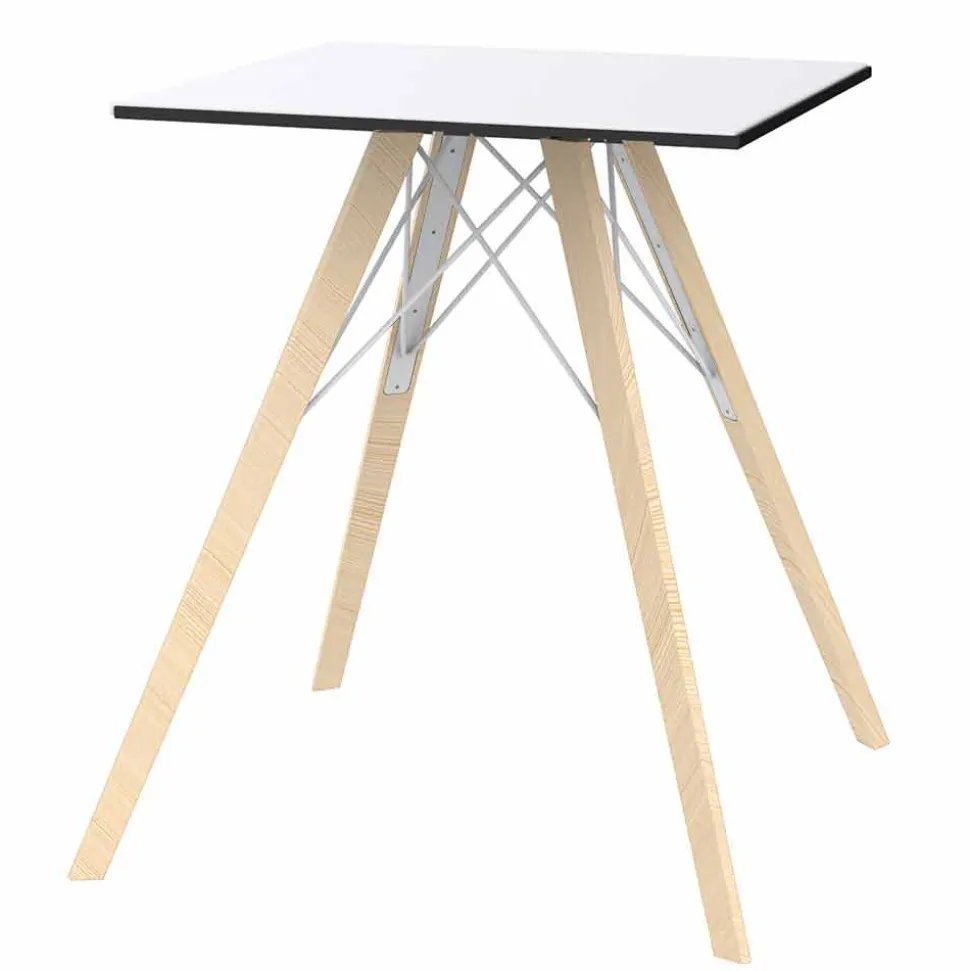 Tavolo da Pranzo in Legno e Hpl Design Quadrato, 4 Pezzi - Faz Wood by Vondom